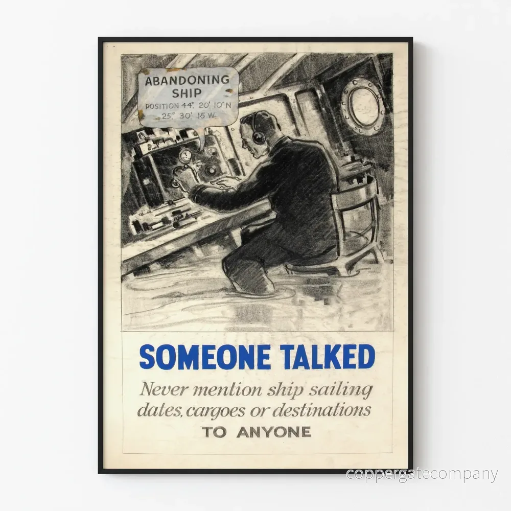 Vintage sjösäkerhetsaffisch "Someone Talked"