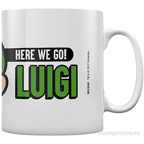 Pyramid internationell Super Mario mugg i presentförpackning (Here We Go Luigi Design) 325 ml keramisk officiella varor 5050574248464