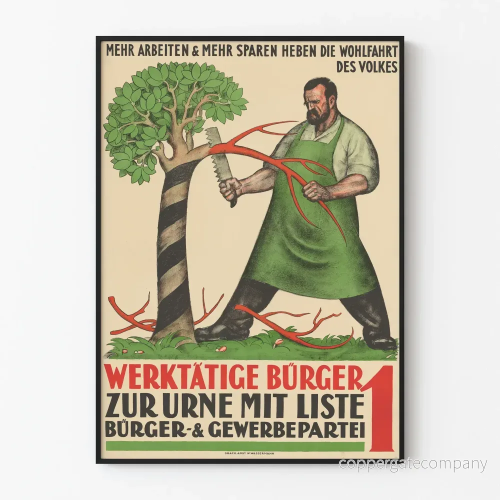 Vintage affisch arbetsliv och ekonomi - Industriell väggdekoration
