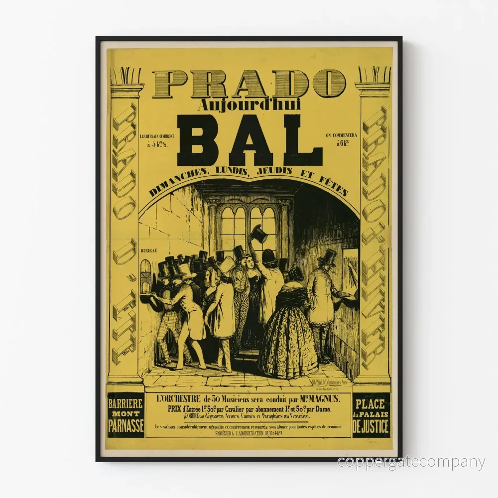Vintage affisch Bal Prado retro väggdekoration
