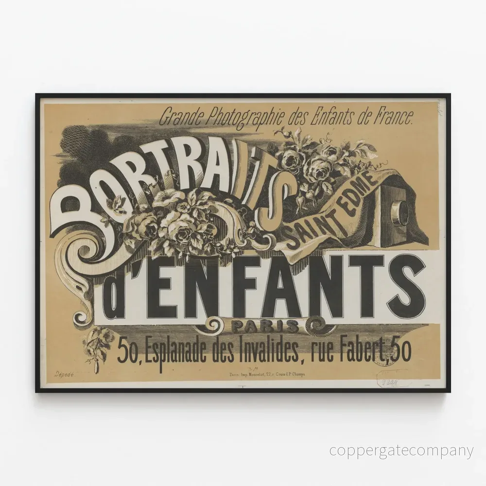 Vintageposter av Franska barns porträtt – Handgjord väggdekoration Vintageposter av Franska barns porträtt – Handgjord väggdekoration