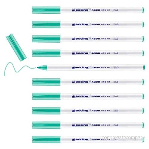 edding 4600 textilpenna ljusgrön 10 stycken rund spets 1 mm textilpennor, maskintvättbara (60 C) för att måla tyget tygmålarpenna 4004764105151