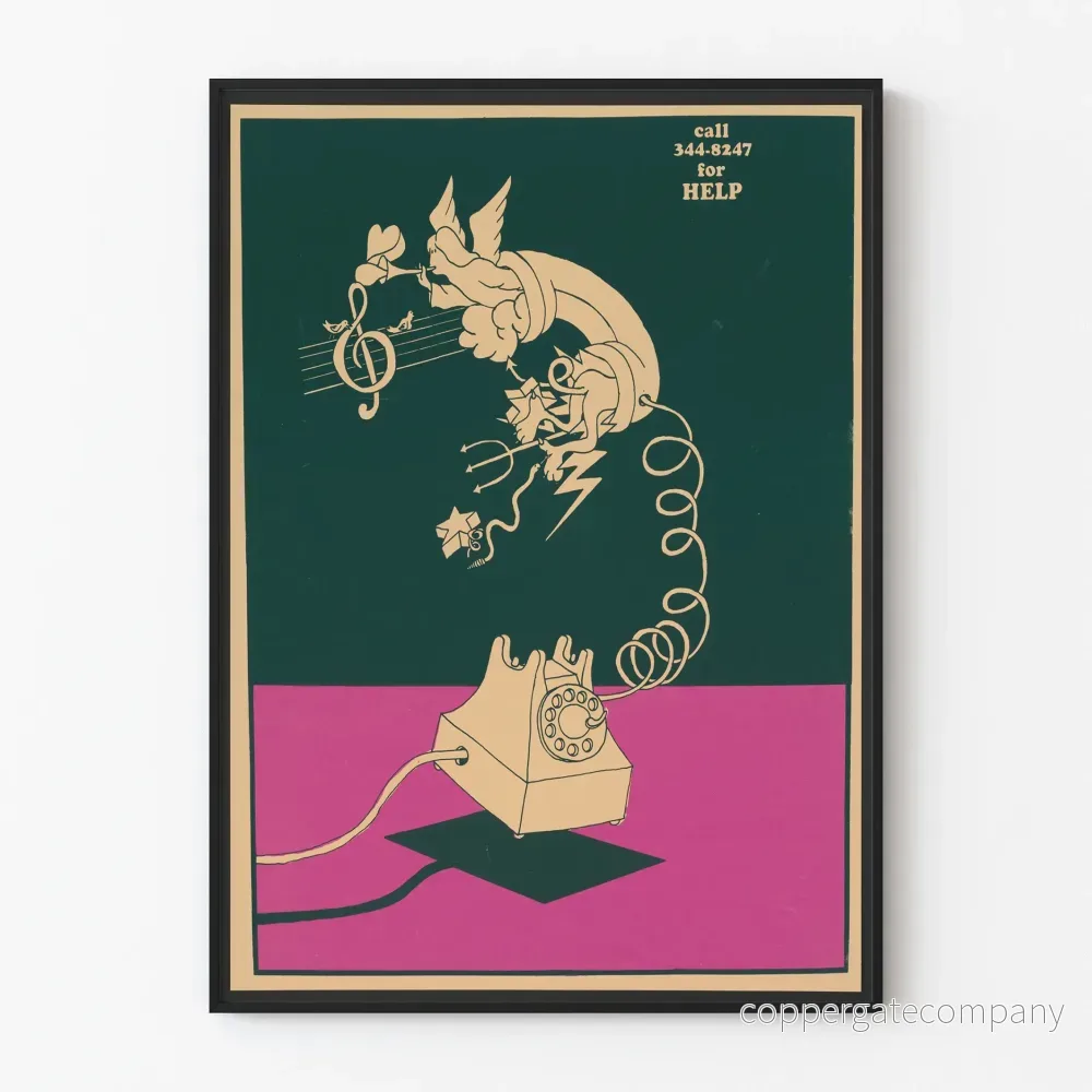 Vintage poster med retrotelefon för dekorativt bruk