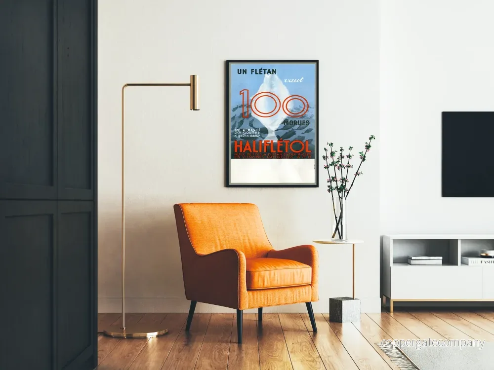 Vintageposter av haliflétoilflundra och torskleverolja - Bild 2