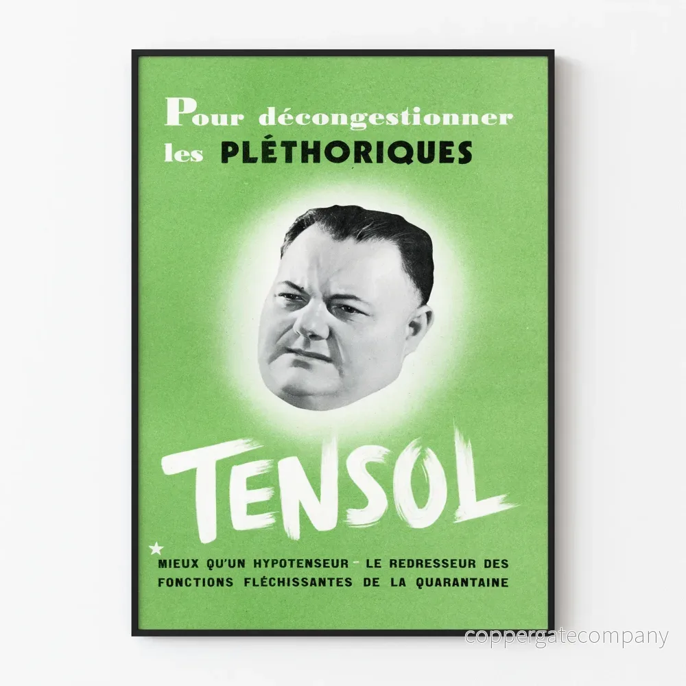 Vintagegrön reklamaffisch Tensol väggdekoration