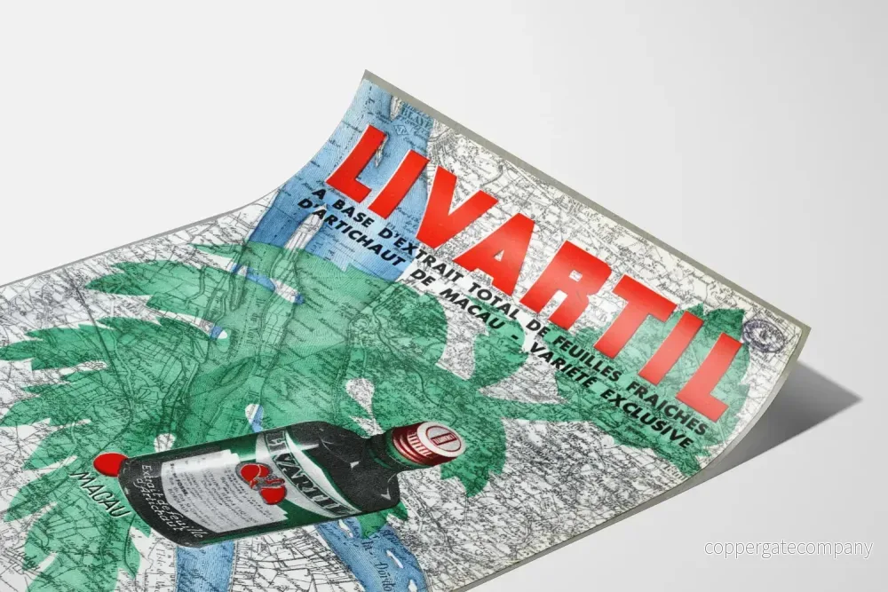 Vintageposter LIVARTIL – Väggdekoration med kronärtskocka och gammal karta - Bild 3