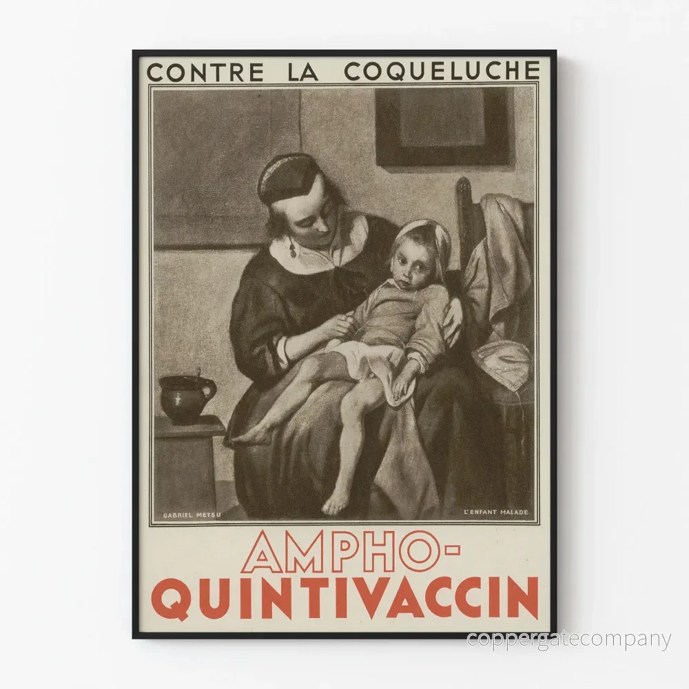 Vintageposter mot kikhosta - Ampho-Quintivaccin