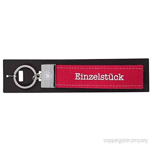 Depesche 4298 072 öglor nyckelring av filt, med graverad metallkant och ikonisk tryck, enstaka exemplar, röd, ca 18,7 x 4,4 1 cm 4010070335977