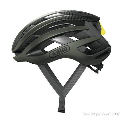 ABUS AirBreaker landsvägscykelhjälm Avancerad cykelhjälm för professionell cykling tonåringar och vuxna Hjälm män kvinnor Olivgrön, storlek S 4003318404399