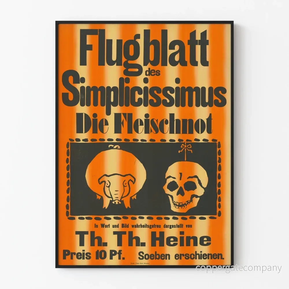 Vintageposter Flugblatt des Simplicissimus som väggdekoration