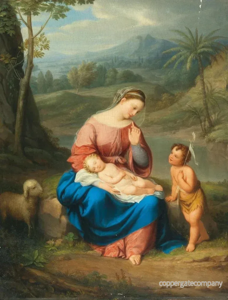 Målning Marie med Jesus och Johannes - Anonym - Bild 2