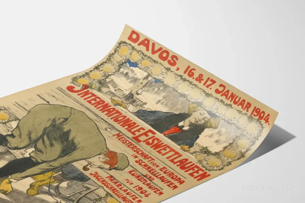 Vintageposter för Davos 1904 tävlingsskridskoåkning - Bild 3
