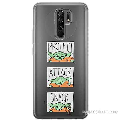 ERT GROUP mobiltelefonfodral för Xiaomi REDMI 9 originalt och officiellt licensierat Star Wars mönster Baby Yoda 009 optimalt anpassad till formen på mobiltelefonen, gedeeltelijk transparant 5903040307984