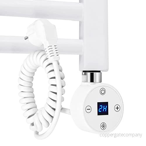 EMKE Värmestav 300 W med termostat och LCD skärm, värmepatron för badrumsradiator, värmeelement av rostfritt stål, värmare, handduksvärmare, vit 729808445720