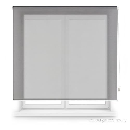 Blindecor Skräddarsydd skärmgardin mörkgrå färg 125 x 180 cm (B H) tygstorlek 122 175 skärmrullgardiner för fönster 8434363514423