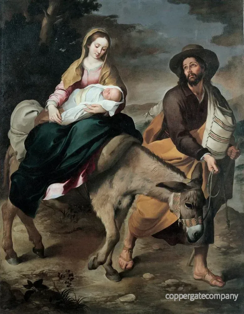Målning La fuite en Égypte - Bartolomé Esteban Murillo | Konsttryck - Bild 2