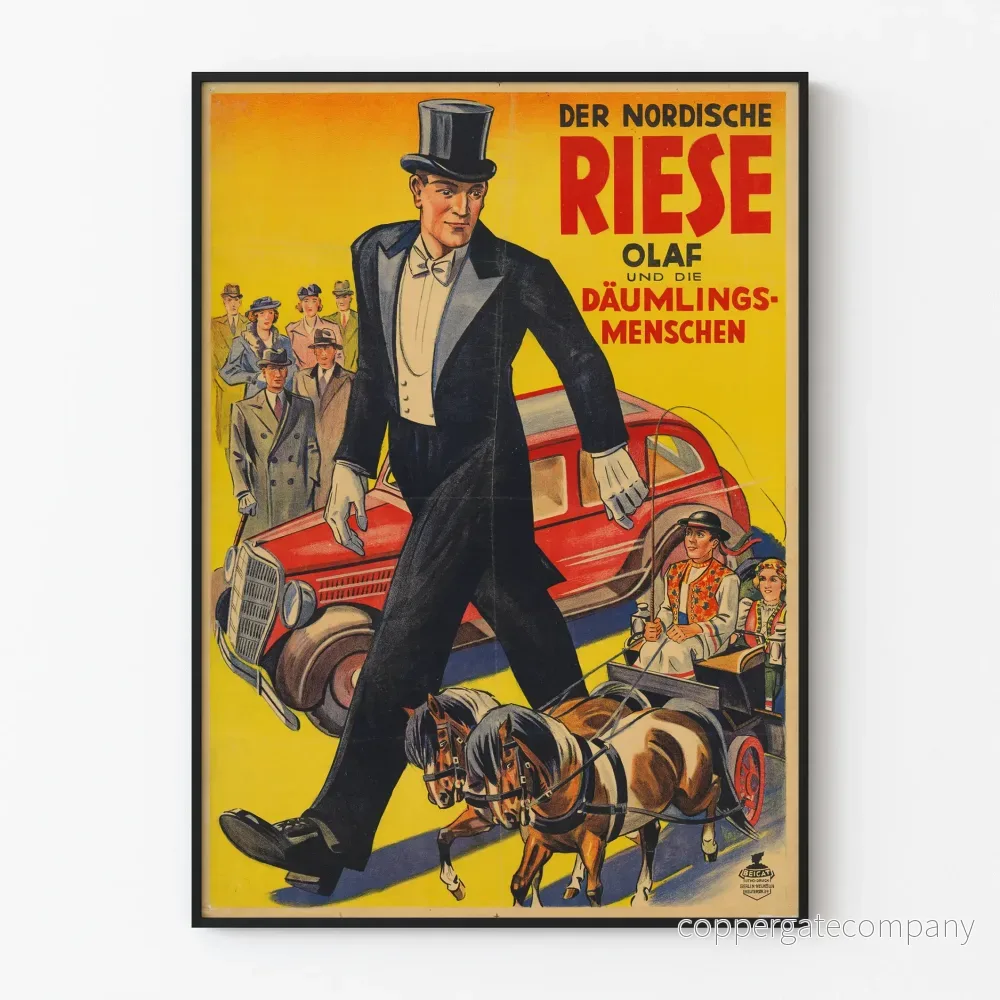 Vintageposter av Der Nordische Riese Olaf för väggdekoration