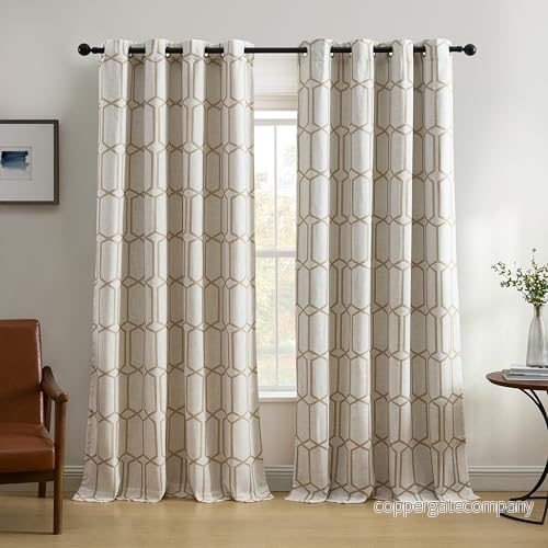 Elrene Kaiden Mörkläggande geometriskt fönstergardin, heminredning, enkel panel, 132 B x 213 L cm (1 panel), brungrå 26865929249