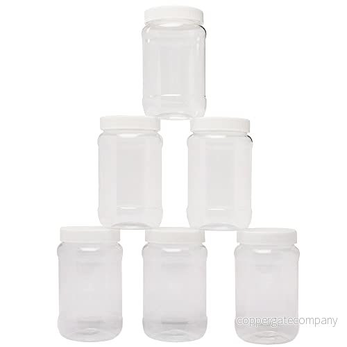 Baker Ross FC888 Mason glasburkar i plast 6 pack, hantverksförvaringsbehållare med lock, burk för små pärlor och paljetter 5051174133716