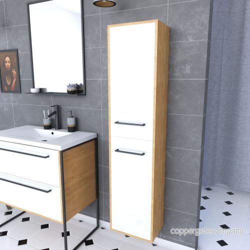 Aurlane skåp duschpelare 30 x 35 cm hängande 2 dörrar matt vit finish 3700710249078
