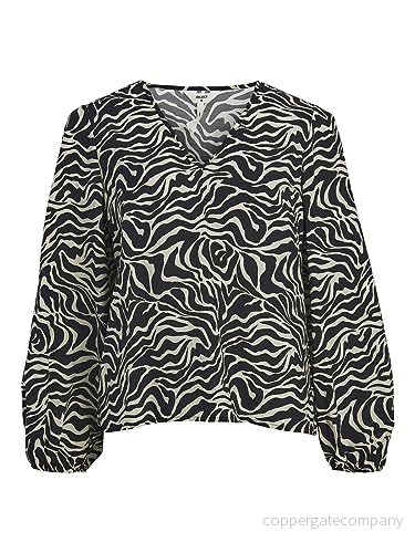 Object Dam Objleonora L/S V hals topp Noos blus, svart, 40 5715357124372
