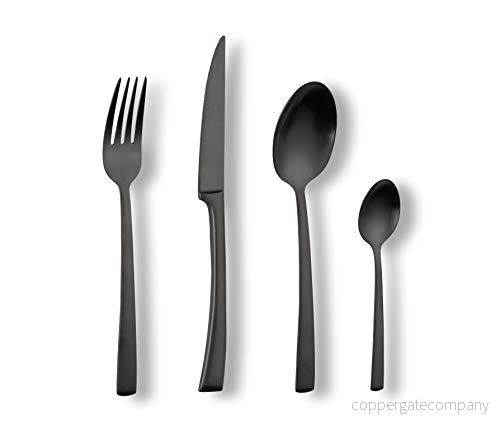 ECHTWERK Avelino, Black Edition, 16 delar, matbestick för upp till 4 personer, 18/10 rostfritt stål, matt, högkvalitativt bestickset, matbord, bordsdekoration bröllop och festbord 4260238063147