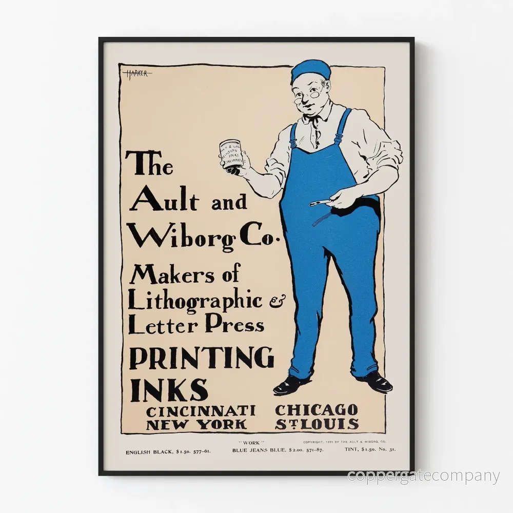 Vintage reklamposter för Ault och Wiborg för tryckfärger