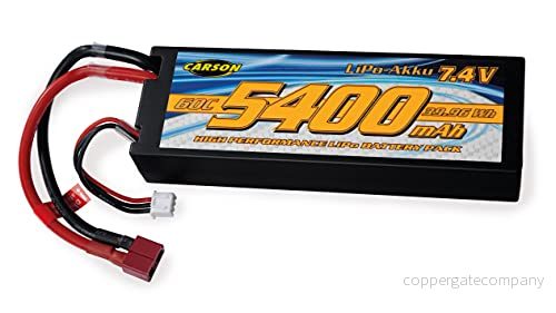 Carson 500608234 7,4 V/5 400 mAh 60C LiPO Race batteri T Pl. HC, laddningsbar, anslutningskabel med Plug uttag, för RC bil, reservbatteri fjärrstyrt fordon, hög kvalitet, modellbygge 4005299006418