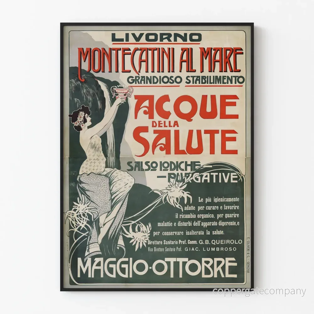 Vintageposter Montecatini al Mare - Saltsjöbadens vatten