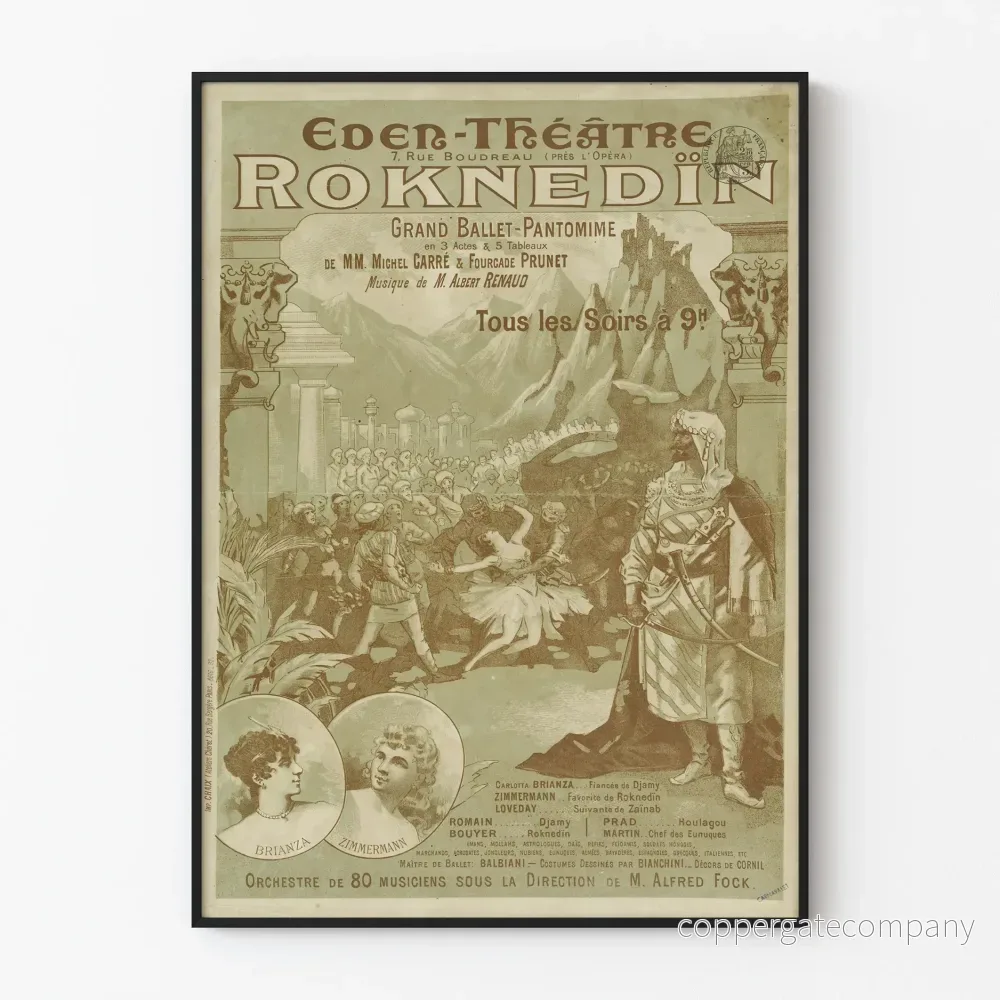 Gammal poster för väggdekoration teatern Eden-Roknedin