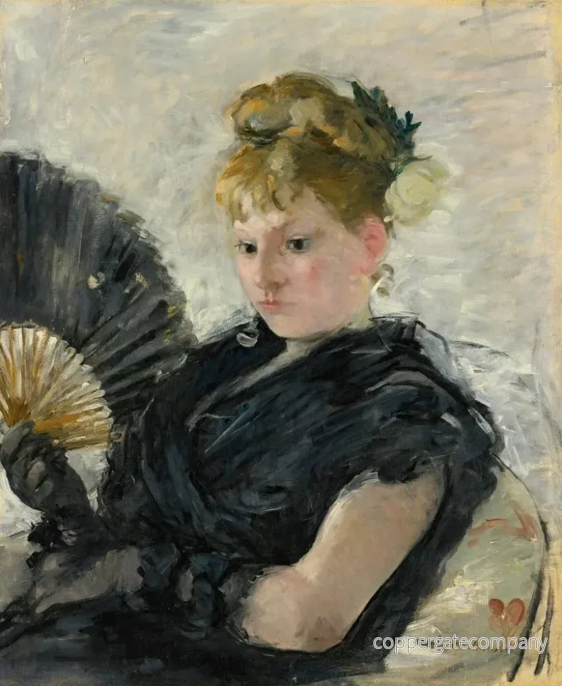Målning av kvinna med fan - Berthe Morisot | Konsttryck - Bild 2