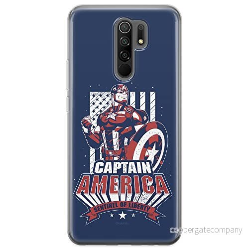 ERT GROUP mobiltelefonfodral för Xiaomi REDMI 9 originalt och officiellt licensierat Marvel mönster Captain America 018 optimalt anpassad till formen på mobiltelefonen, fodral tillverkad av TPU plast 5903040288382