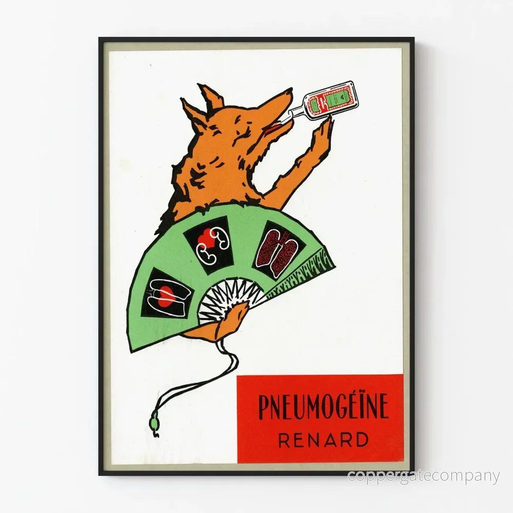 Vintage reklamposter för Pneumogéine Renard