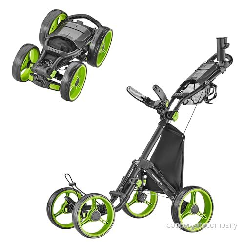 Caddytek 4 hjul golf tryckvagn kompakt, lätt, stäng vikbar tryckdrag caddy vagn Explorer V8, lime, en storlek 689354886500