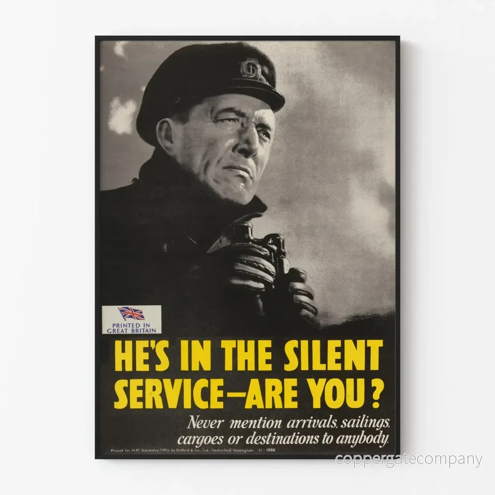 Vintage militär affisch brittisk tyst tjänst