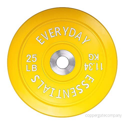 BalanceFrom Everyday Essentials färgkodad olympisk stötfångare platta viktplatta med stålnav, gul 810963039661