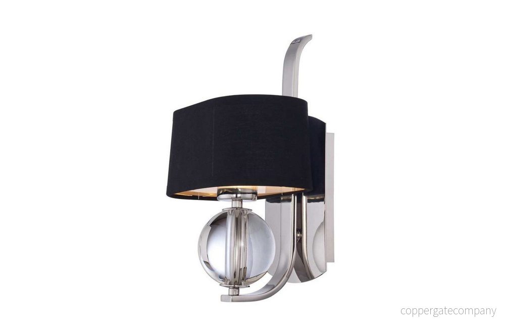 QUOIZEL Vägglampa Gotham, tygskärm, silver 5024005216117