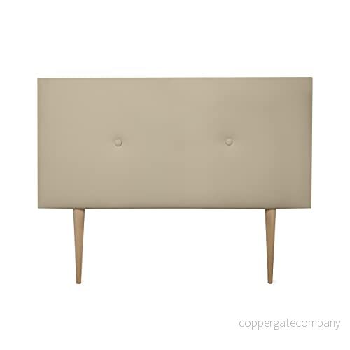 DUÉRMETE ONLINE Premium vadderad sänggavel i milan, med ben, högklassigt konstläder, trä, beige, 115 x 60 cm (säng 105) 8445355072128