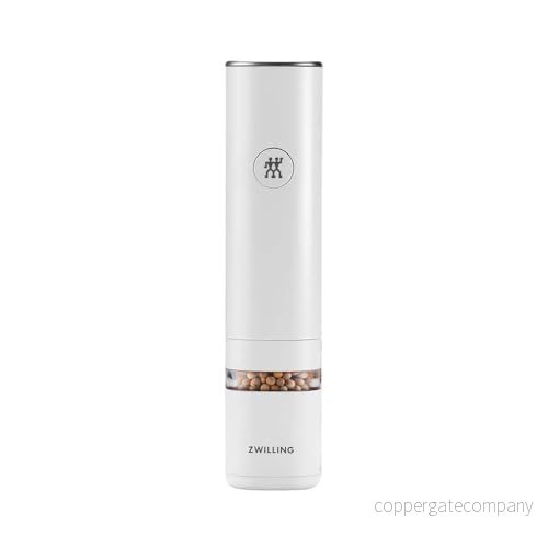 ZWILLING ENFINIGY Elektrisk salt och pepparkvarn med keramiskt malverk LED lampa, kan laddas via USB, vit 4009839546808