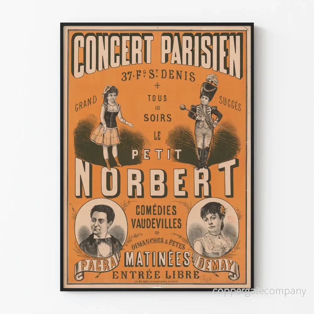 Vintageposter Konsert Parisien Le Petit Norbert - Retro väggdekoration