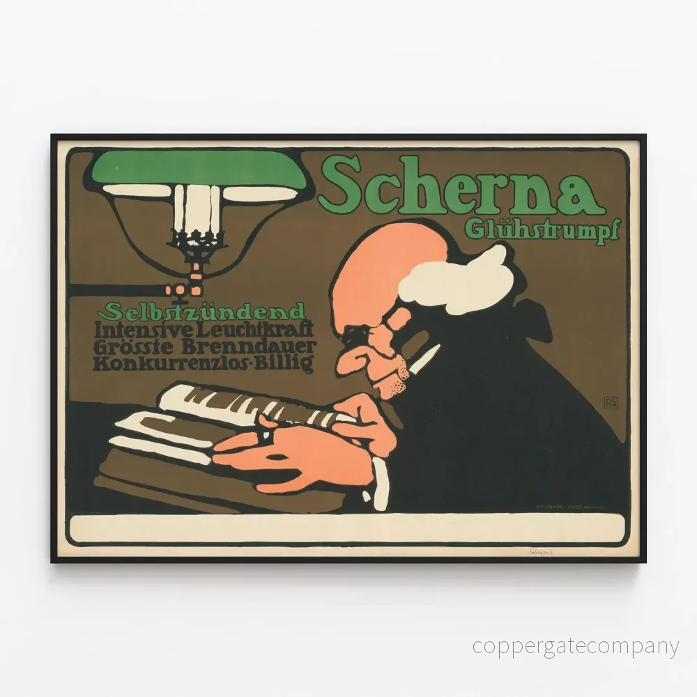 Vintageposter Scherna Glühstrumpf - Retro väggdekoration