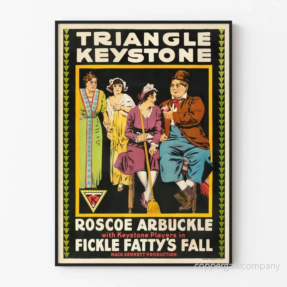 Vintageposter Fickle Fatty's Fall - Klassisk filmväggdekoration