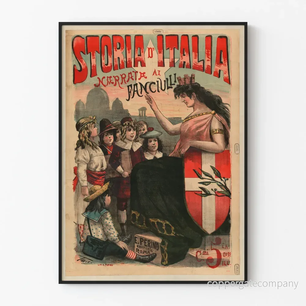 Vintageposter Storia d'Italia berättad för barn