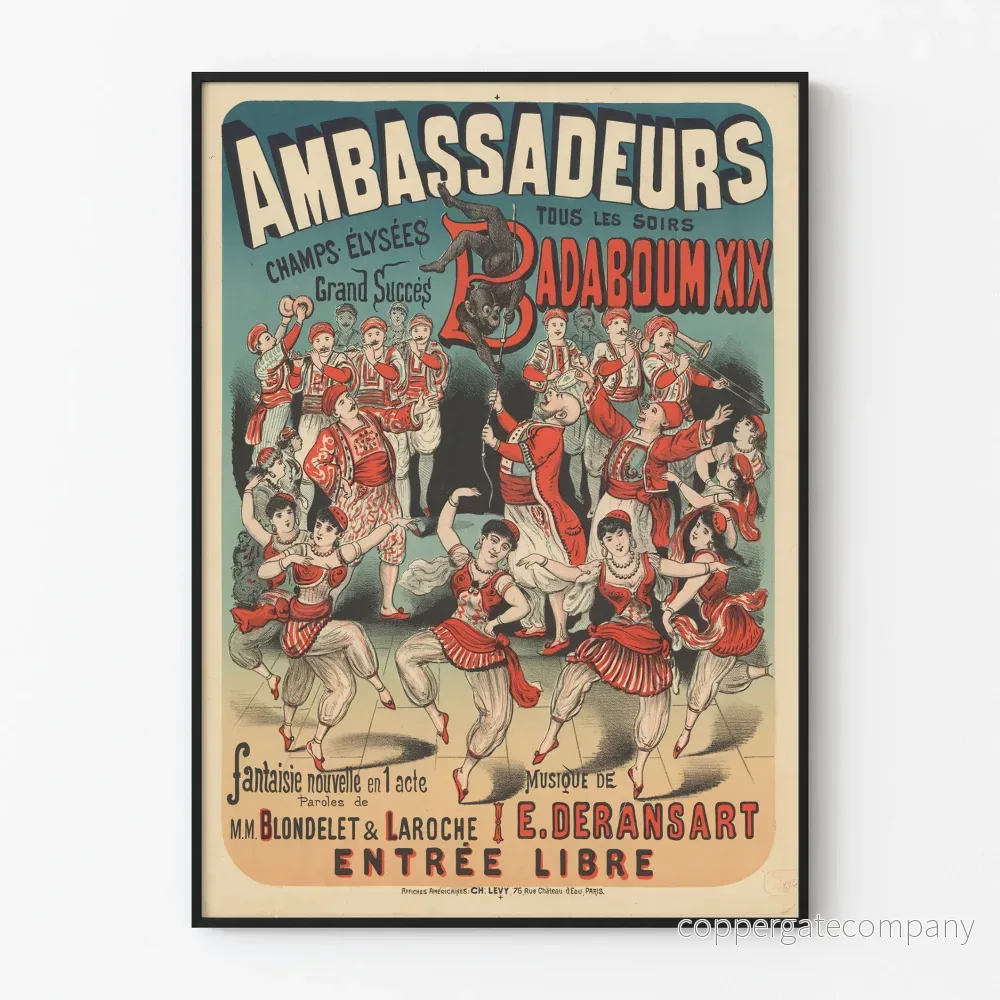 Vintageposter Ambassadeurs Badaboum XIX Väggdekoration