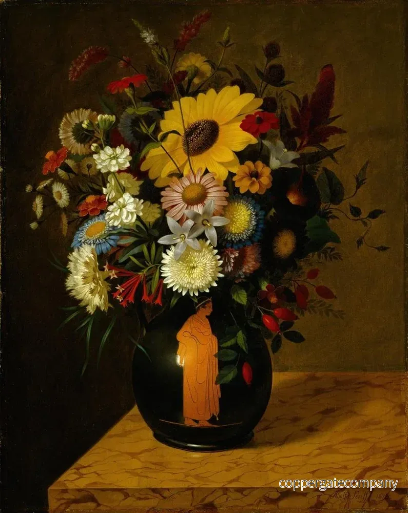 Målning En antik terrakottavas med blommor - Adolf Senff - Bild 2