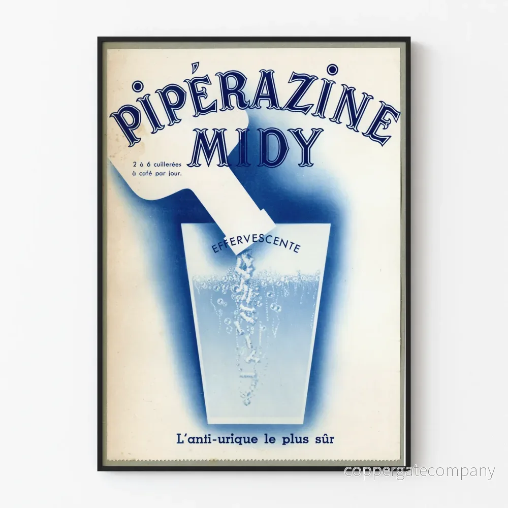 Vintageposter Piperazine Midy – Retro Väggdekoration Bubblande Vintageposter Piperazine Midy – Retro Väggdekoration Bubblande