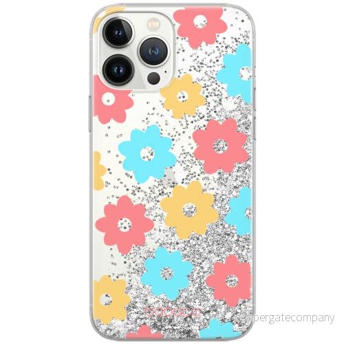 ERT GROUP mobiltelefonfodral för Apple Iphone 13 PRO originalt och officiellt licensierat Babaco mönster Flowers 011 Vit optimalt anpassad till formen på mobiltelefonen, med glitter overflow effekt 5904805762468