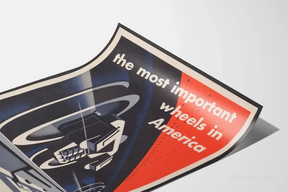 Vintageposter 'The Most Important Wheels in America' väggdekoration för järnväg - Bild 3