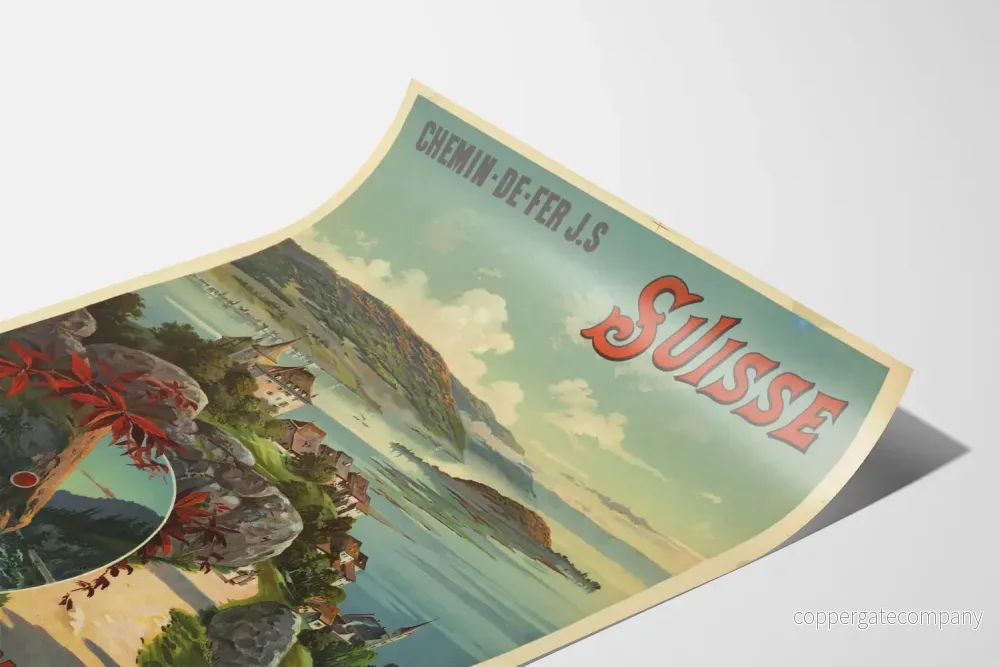 Vintage schweizisk poster genom Jura - Väggdekoration med järnvägstema - Bild 3