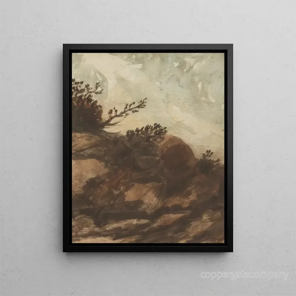 Målning Solnedgång över kullen - Alphonse Legros | Konsttryck